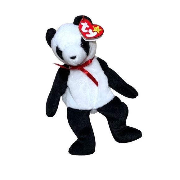 TY Beanie Baby 90’s Fortune Panda Plush Bear With Rare  Tag Errors Collector - Picture 14 of 16